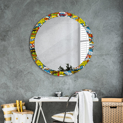 Miroir rond avec décoration Modèle de style bande dessinée