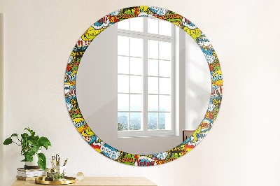 Miroir rond avec décoration Modèle de style bande dessinée