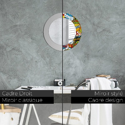 Miroir rond avec décoration Modèle de style bande dessinée
