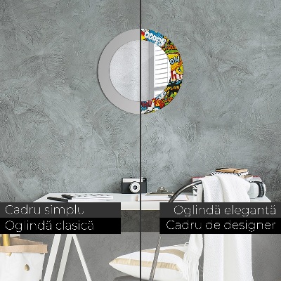 Miroir rond avec décoration Modèle de style bande dessinée
