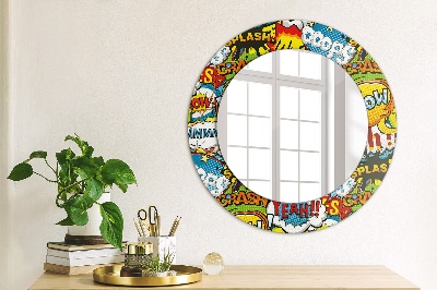 Miroir rond avec décoration Modèle de style bande dessinée