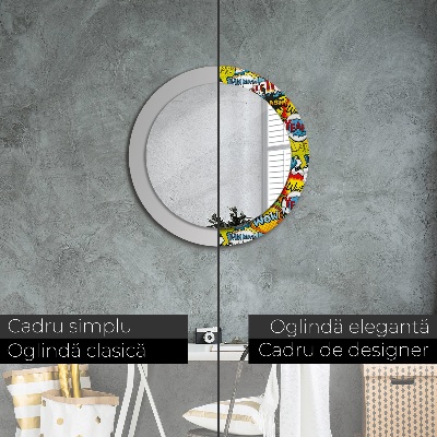 Miroir rond avec décoration Modèle de style bande dessinée