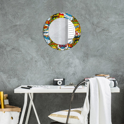 Miroir rond avec décoration Modèle de style bande dessinée
