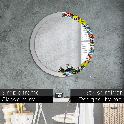 Miroir rond avec décoration Modèle de style bande dessinée