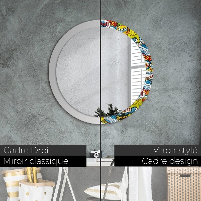 Miroir rond avec décoration Modèle de style bande dessinée