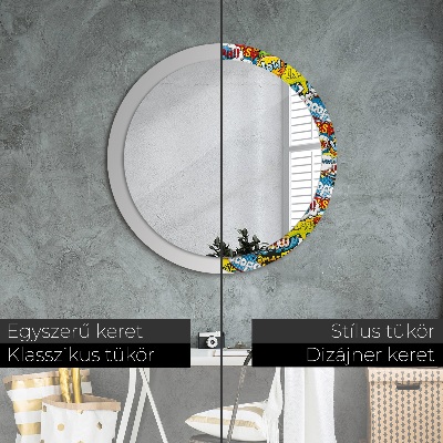 Miroir rond avec décoration Modèle de style bande dessinée