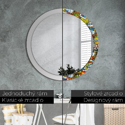 Miroir rond avec décoration Modèle de style bande dessinée