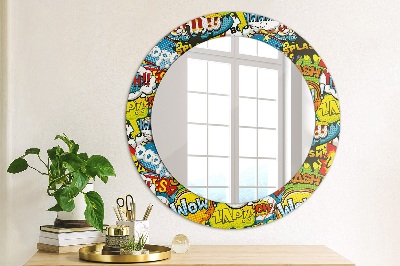Miroir rond avec décoration Modèle de style bande dessinée