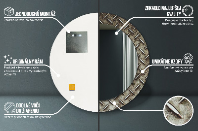 Miroir rond imprimé Texture en acier