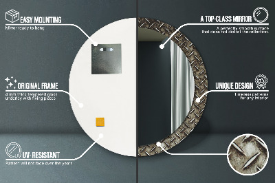 Miroir rond imprimé Texture en acier