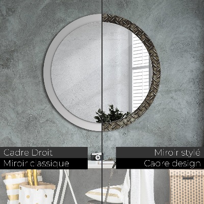 Miroir rond imprimé Texture en acier