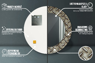 Miroir rond imprimé Texture en acier