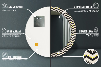 Miroir rond avec décoration Motif en zigzag