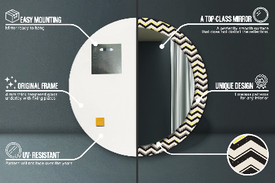 Miroir rond avec décoration Motif en zigzag