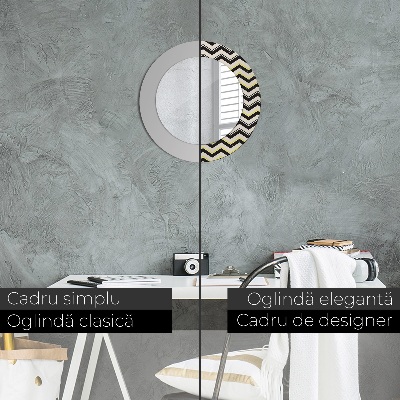 Miroir rond avec décoration Motif en zigzag