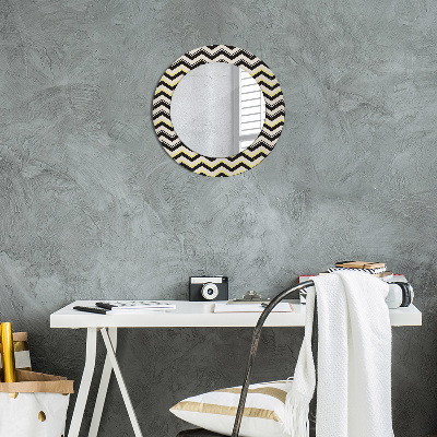 Miroir rond avec décoration Motif en zigzag