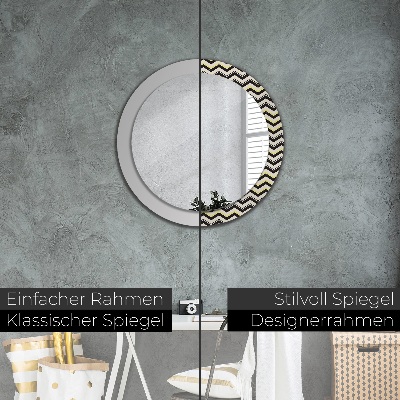 Miroir rond avec décoration Motif en zigzag