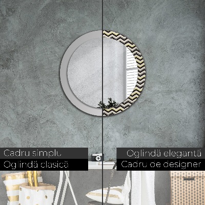 Miroir rond avec décoration Motif en zigzag