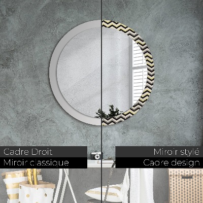 Miroir rond avec décoration Motif en zigzag
