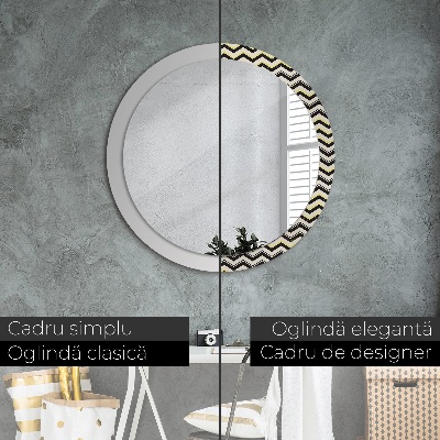 Miroir rond avec décoration Motif en zigzag
