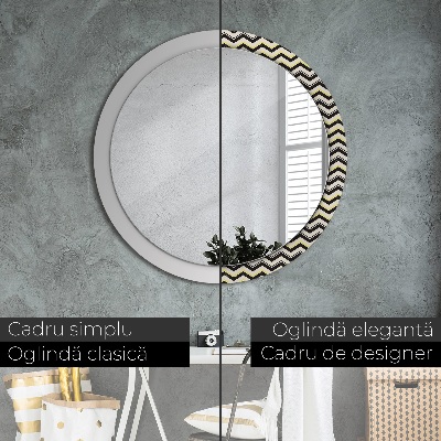 Miroir rond avec décoration Motif en zigzag