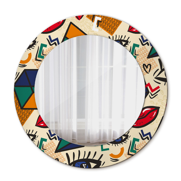 Miroir rond avec décoration Style pop art
