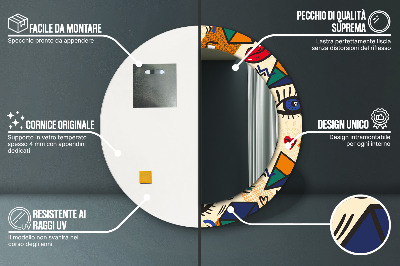 Miroir rond avec décoration Style pop art
