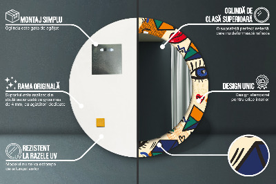 Miroir rond avec décoration Style pop art
