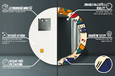 Miroir rond avec décoration Style pop art