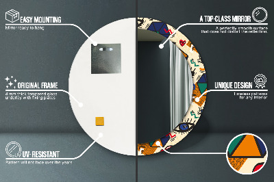 Miroir rond avec décoration Style pop art