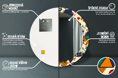 Miroir rond avec décoration Style pop art