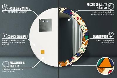 Miroir rond avec décoration Style pop art