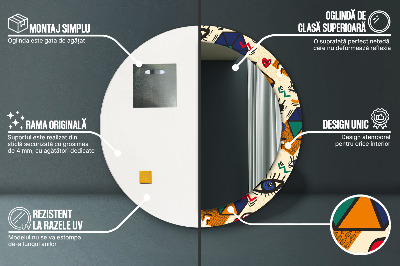 Miroir rond avec décoration Style pop art