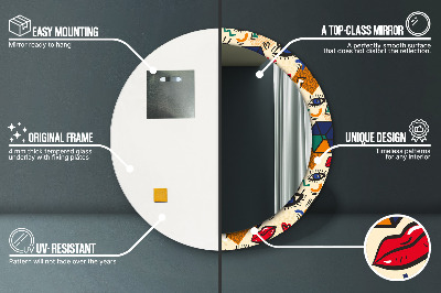 Miroir rond avec décoration Style pop art