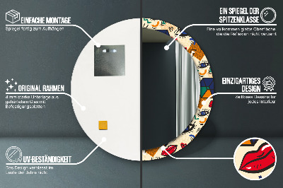 Miroir rond avec décoration Style pop art