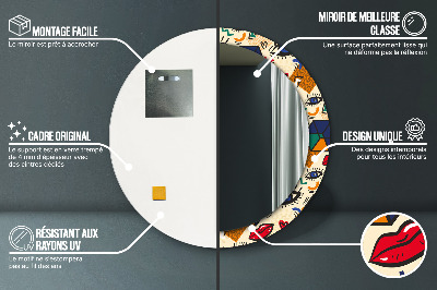 Miroir rond avec décoration Style pop art