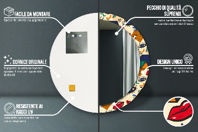 Miroir rond avec décoration Style pop art