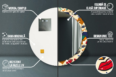 Miroir rond avec décoration Style pop art
