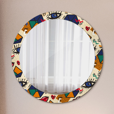 Miroir rond avec décoration Style pop art