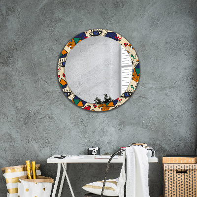 Miroir rond avec décoration Style pop art