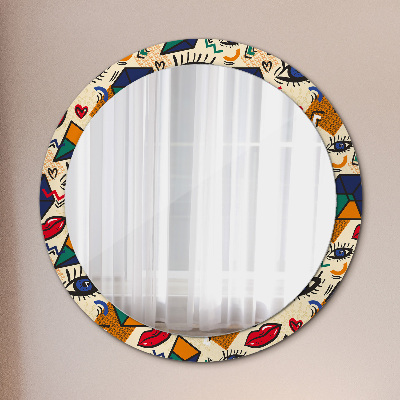 Miroir rond avec décoration Style pop art