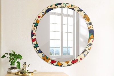 Miroir rond avec décoration Style pop art
