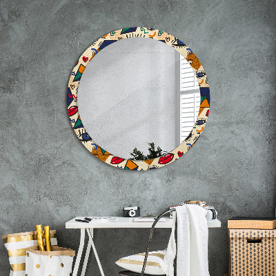 Miroir rond avec décoration Style pop art