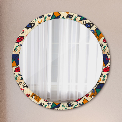 Miroir rond avec décoration Style pop art