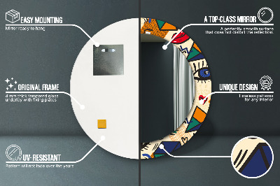 Miroir rond avec décoration Style pop art