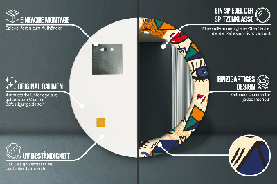 Miroir rond avec décoration Style pop art