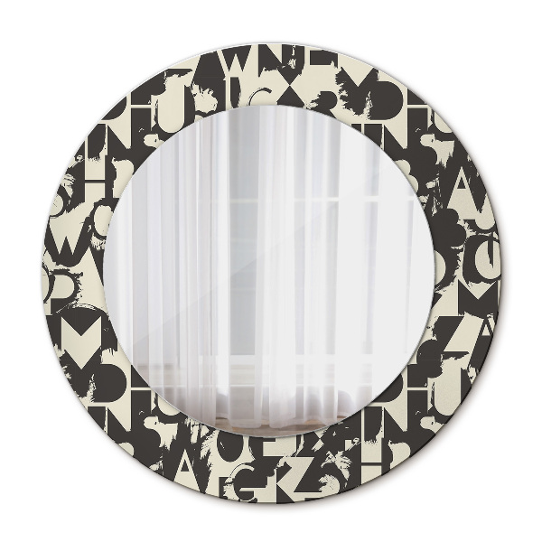 Miroir rond avec décoration Typographie abstraite