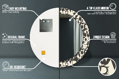 Miroir rond avec décoration Typographie abstraite