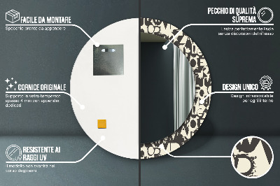 Miroir rond avec décoration Typographie abstraite