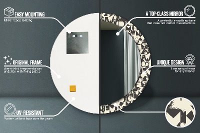 Miroir rond avec décoration Typographie abstraite